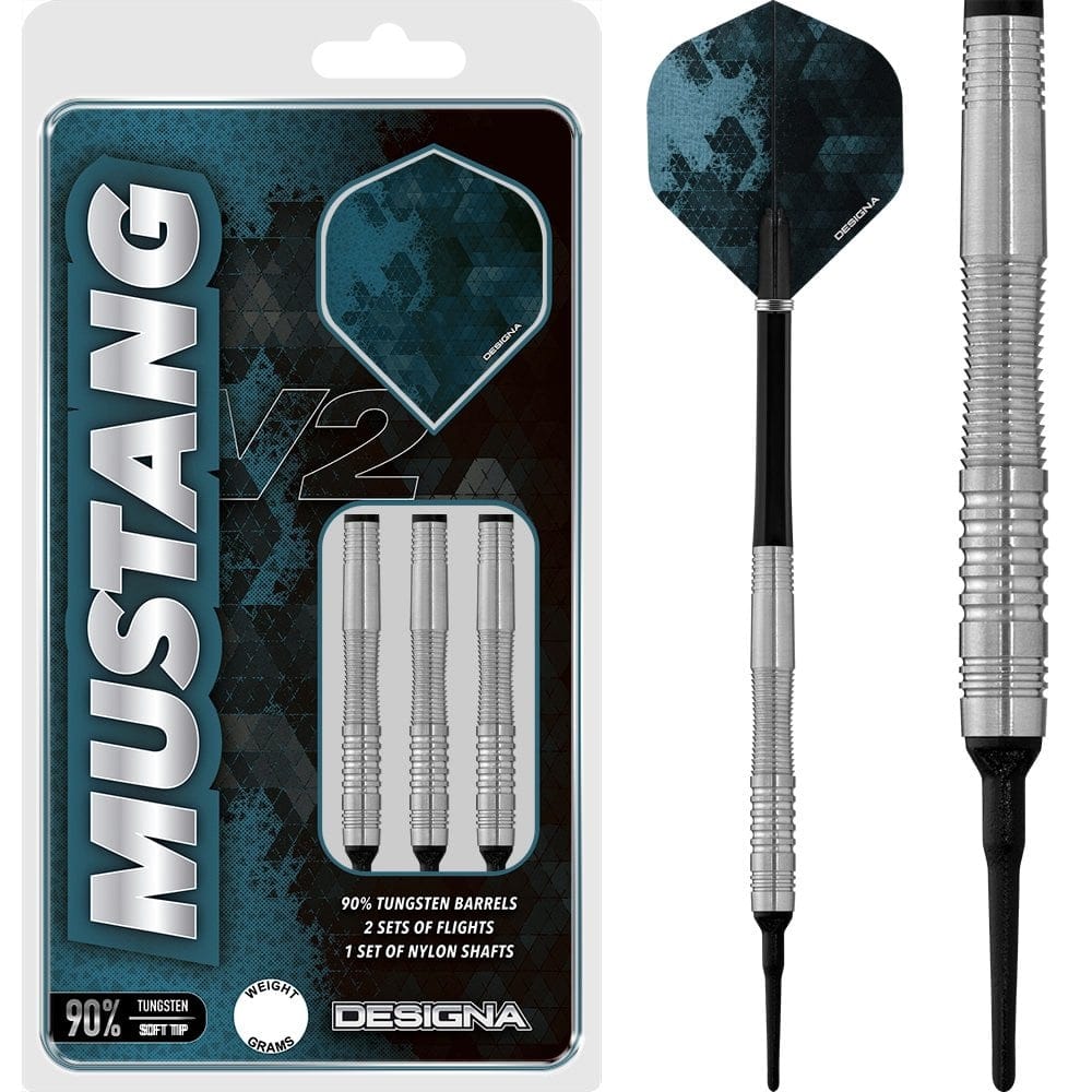 Designa Mustang V2 Darts - Soft Tip - Scallop - Silver