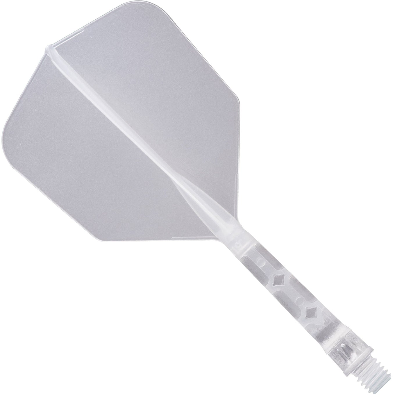 UTSOLGT fra leverandør - Cuesoul Rost T19 Integrated Dart Shaft and Flights - Big Wing - Clear with Clear Flight