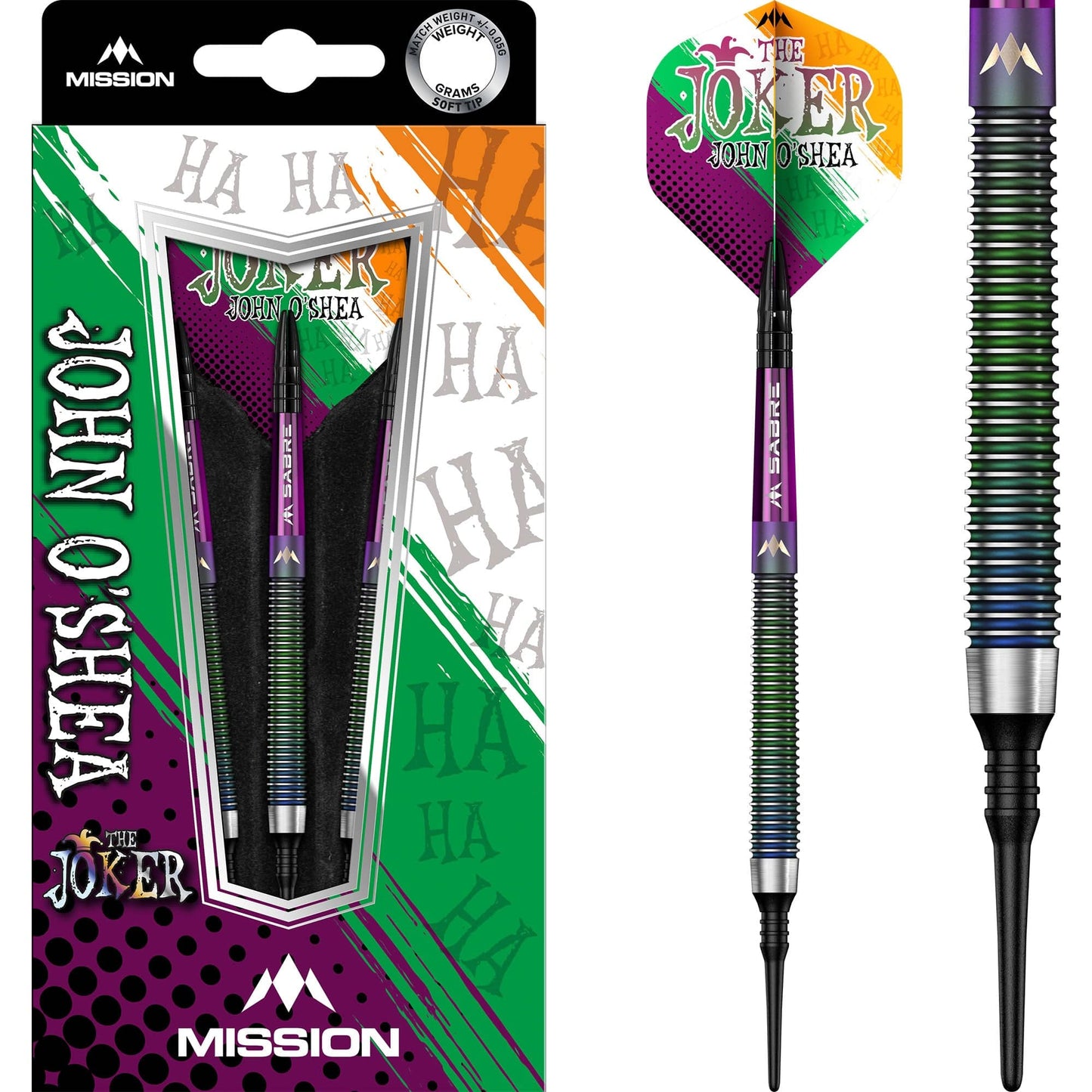 Mission John O Shea Darts - Soft Tip - The Joker - Coral - 20g