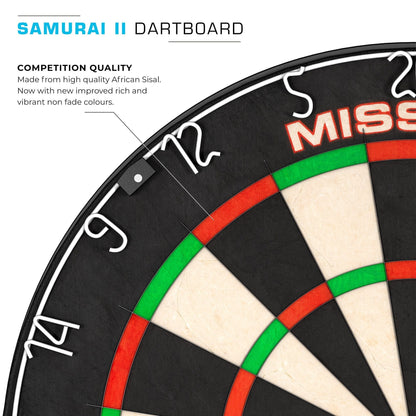 Mission Samurai II Dartboard - Ultra Thin Wire - Professional Board