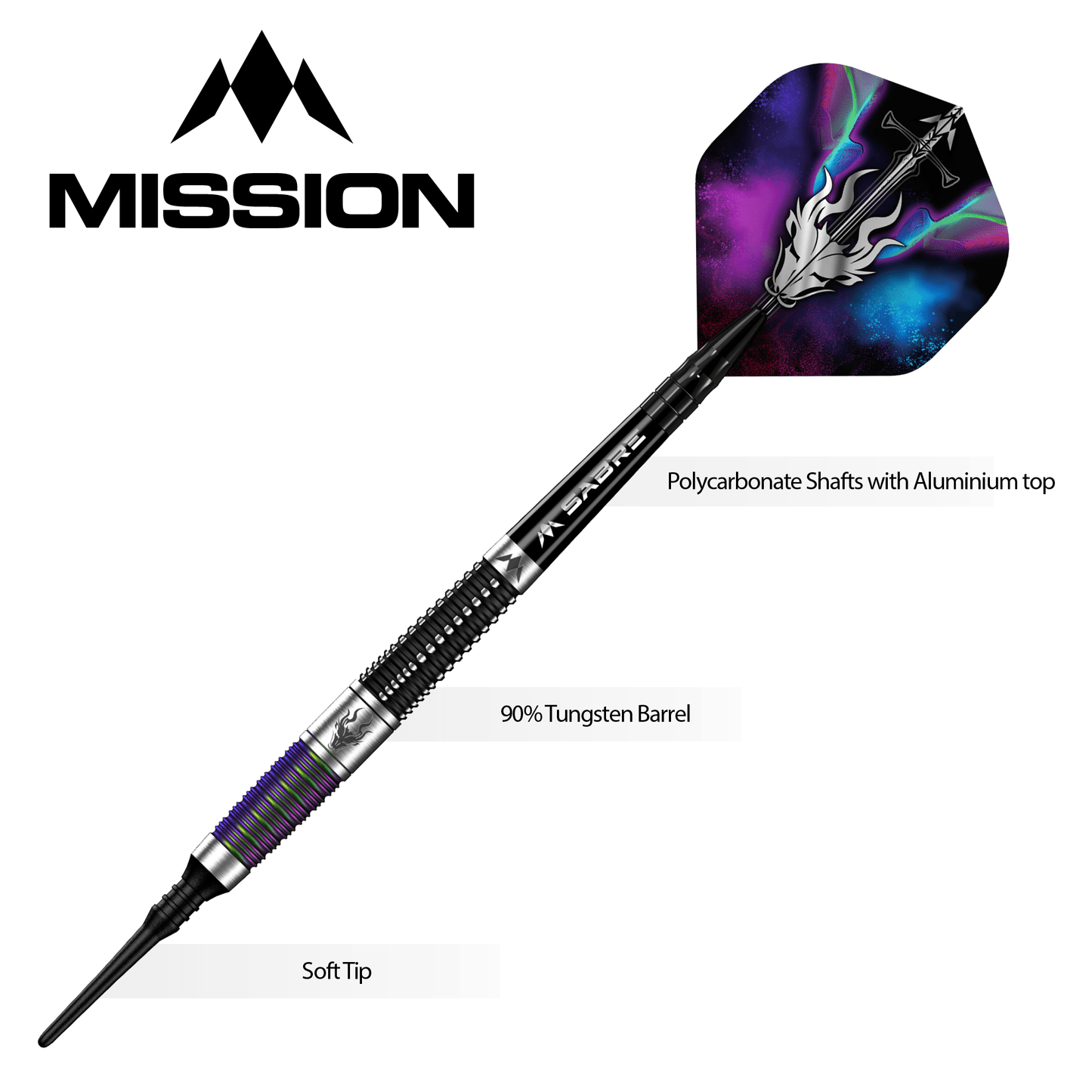 Mission Occult Darts - Soft Tip - 90% - Black & Coral PVD