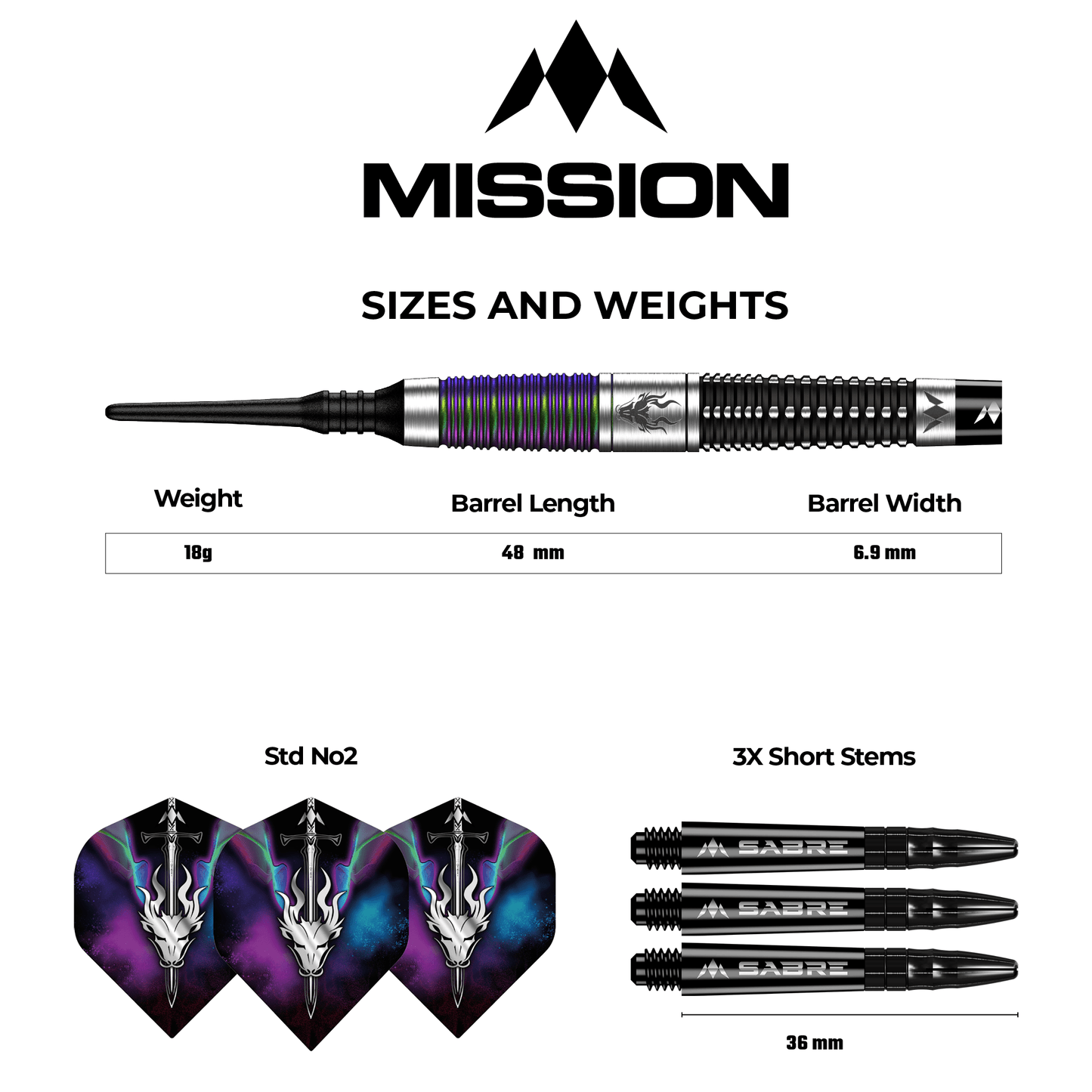 Mission Occult Darts - Soft Tip - 90% - Black & Coral PVD