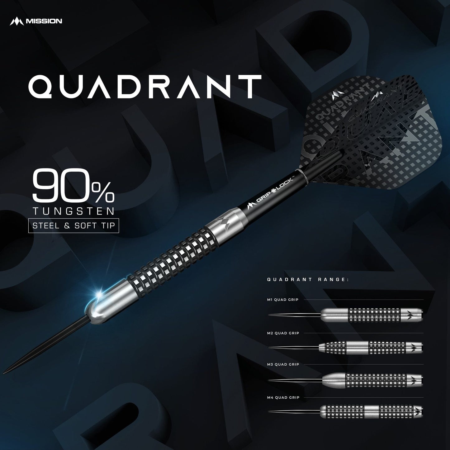 Mission Quadrant Darts - Steel Tip - M2 - Quad Grip