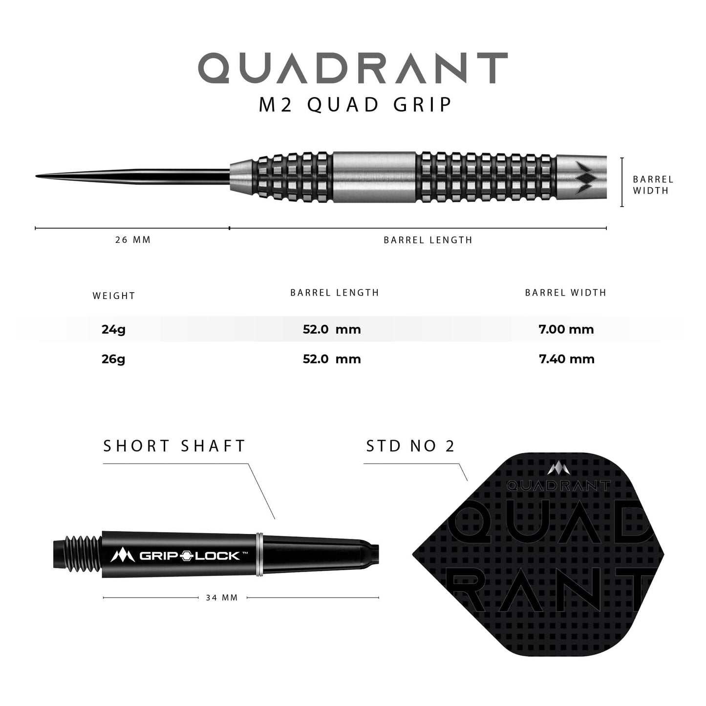 Mission Quadrant Darts - Steel Tip - M2 - Quad Grip