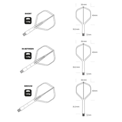 Shot Flight Deck - One Piece Dart Flight and Shaft System - Black