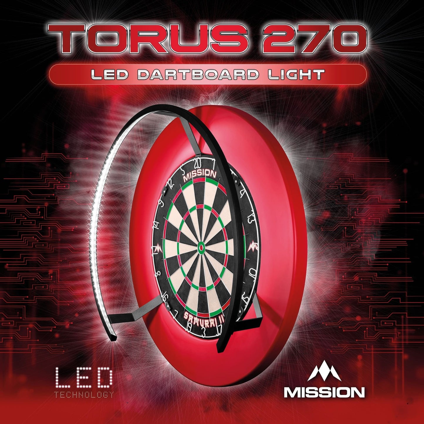 Mission Torus 270 Dartboard Lighting - Bright White Light