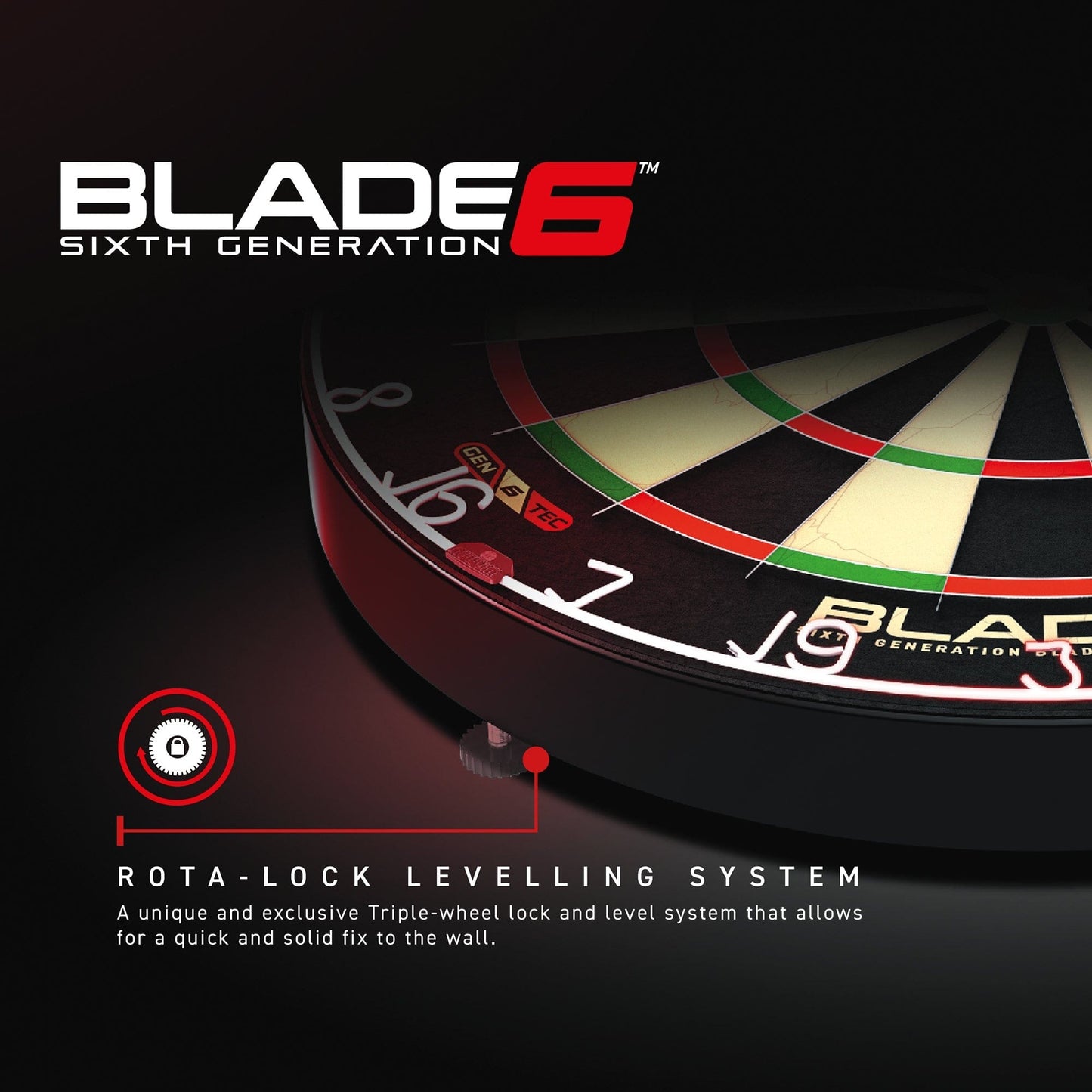 Winmau Blade 6 Dartboard - Professional - with Rota Lock System - Blade 6