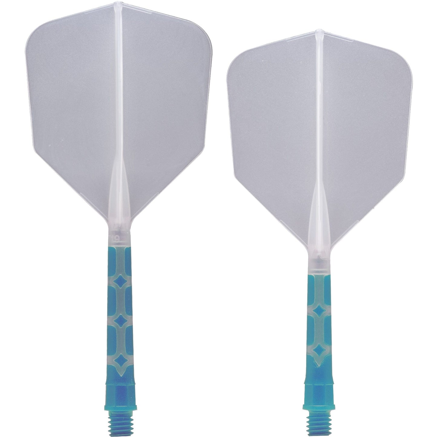 UTSOLGT fra leverandør - Cuesoul Rost T19 Integrated Dart Shaft and Flights - Big Wing - Sky Blue with Clear Flight