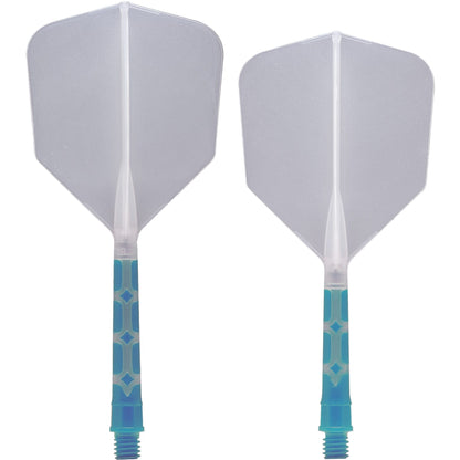 UTSOLGT fra leverandør - Cuesoul Rost T19 Integrated Dart Shaft and Flights - Big Wing - Sky Blue with Clear Flight