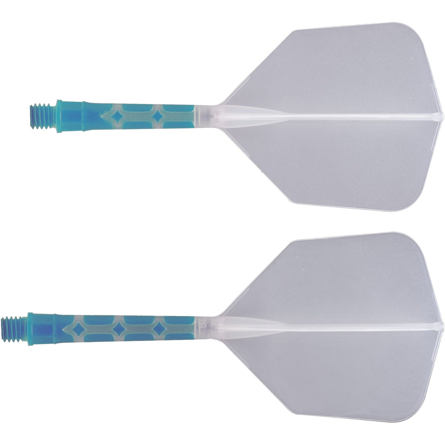 UTSOLGT fra leverandør - Cuesoul Rost T19 Integrated Dart Shaft and Flights - Big Wing - Sky Blue with Clear Flight