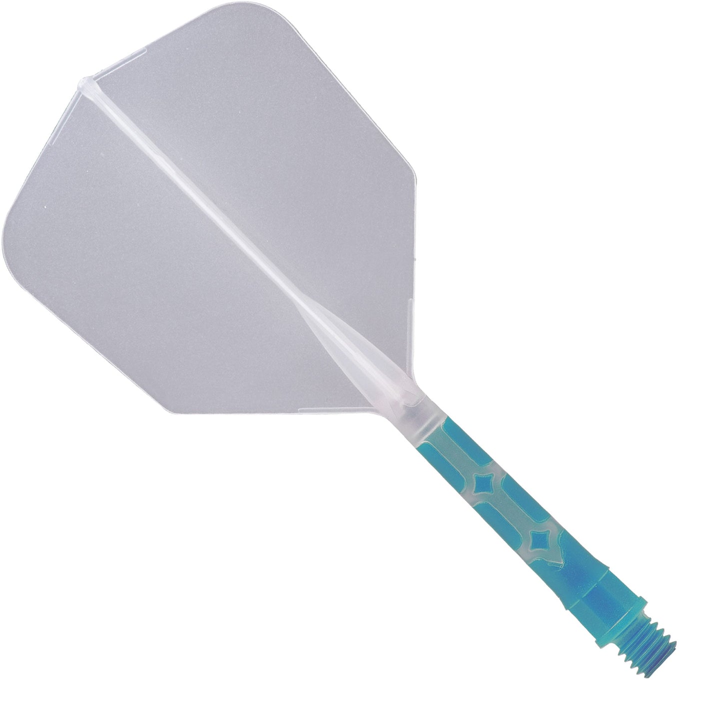 UTSOLGT fra leverandør - Cuesoul Rost T19 Integrated Dart Shaft and Flights - Big Wing - Sky Blue with Clear Flight