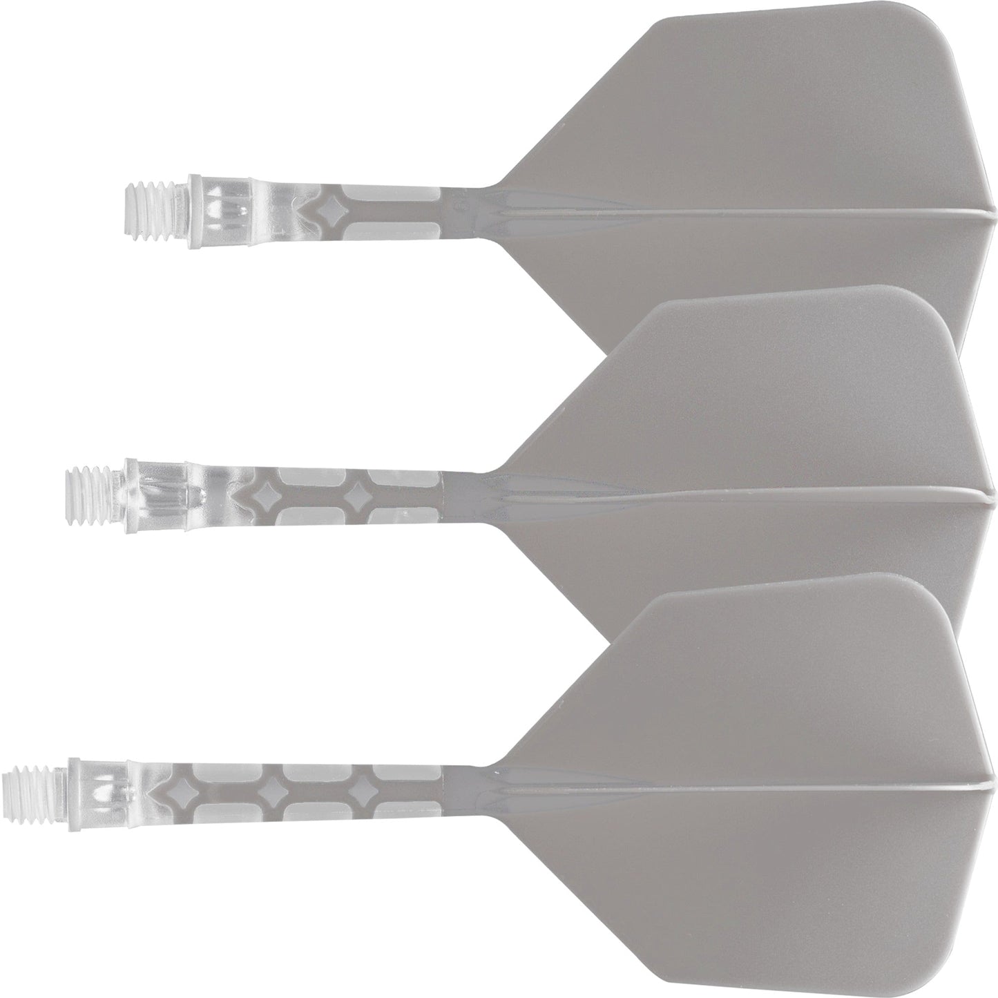 UTSOLGT fra leverandør - Cuesoul Rost T19 Integrated Dart Shaft and Flights - Big Wing - Clear with Grey Flight