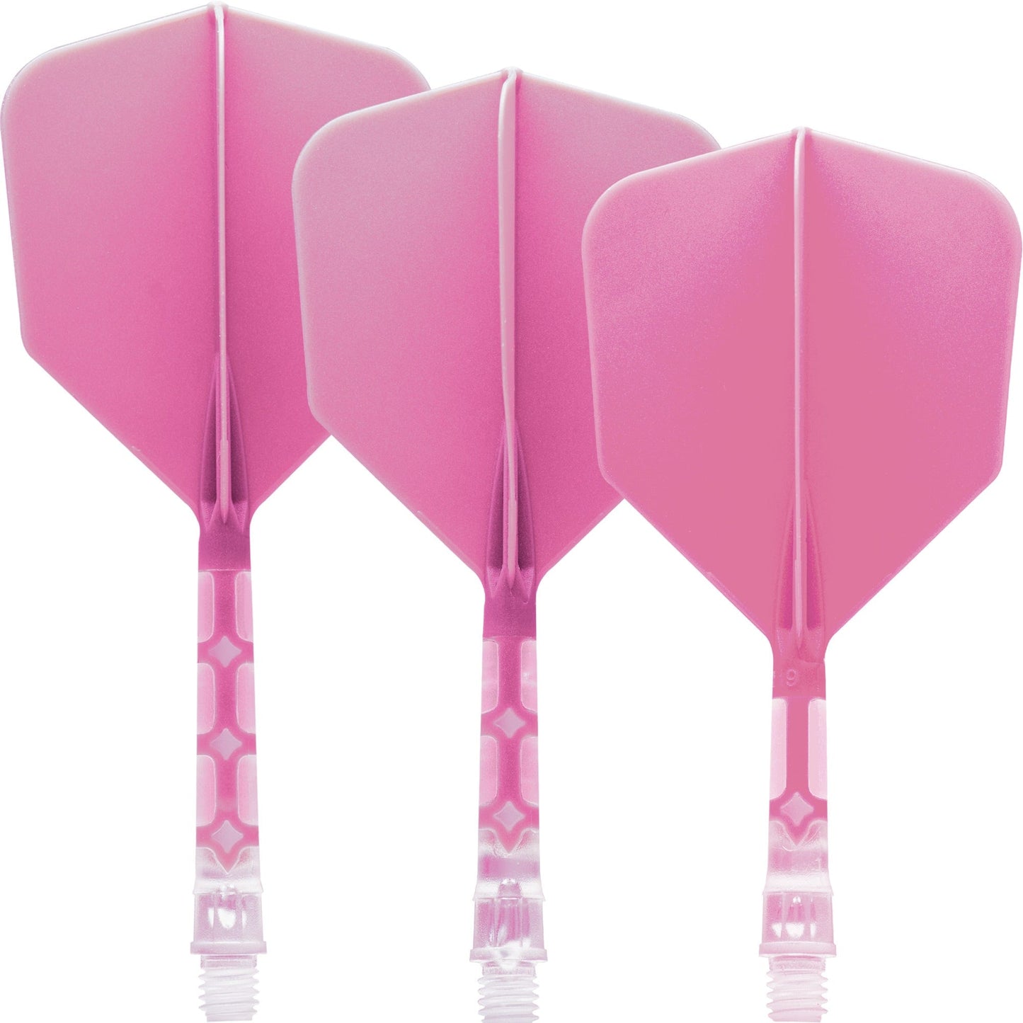 UTSOLGT fra leverandør - Cuesoul Rost T19 Integrated Dart Shaft and Flights - Big Wing - Clear with Pink Flight