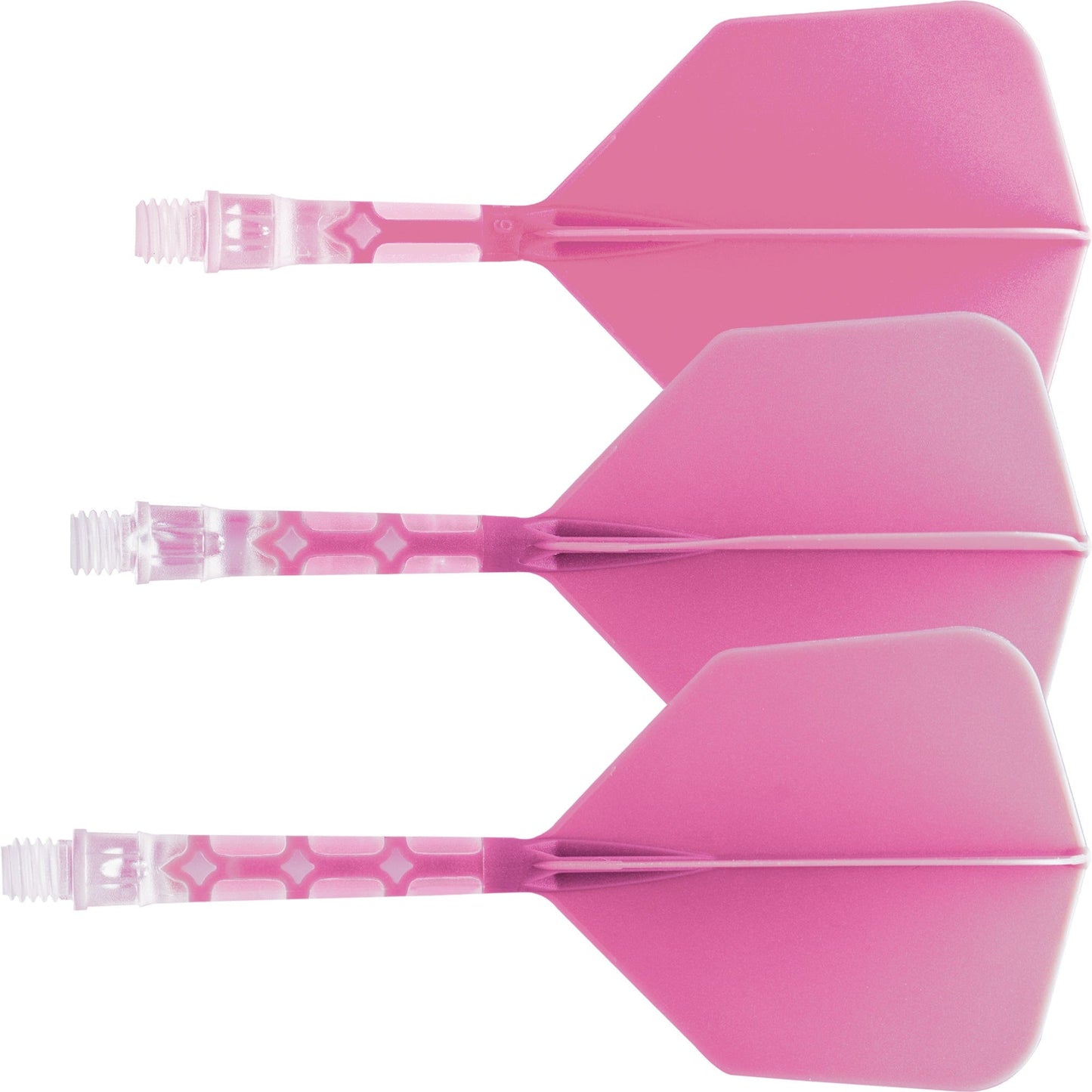 UTSOLGT fra leverandør - Cuesoul Rost T19 Integrated Dart Shaft and Flights - Big Wing - Clear with Pink Flight