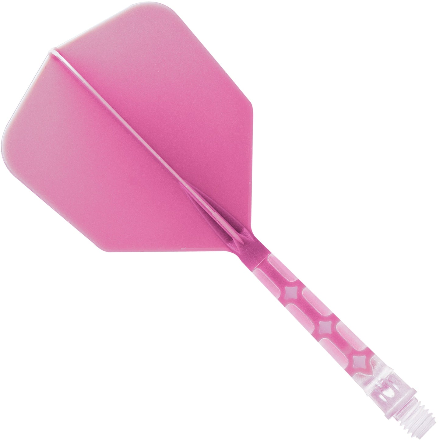 UTSOLGT fra leverandør - Cuesoul Rost T19 Integrated Dart Shaft and Flights - Big Wing - Clear with Pink Flight