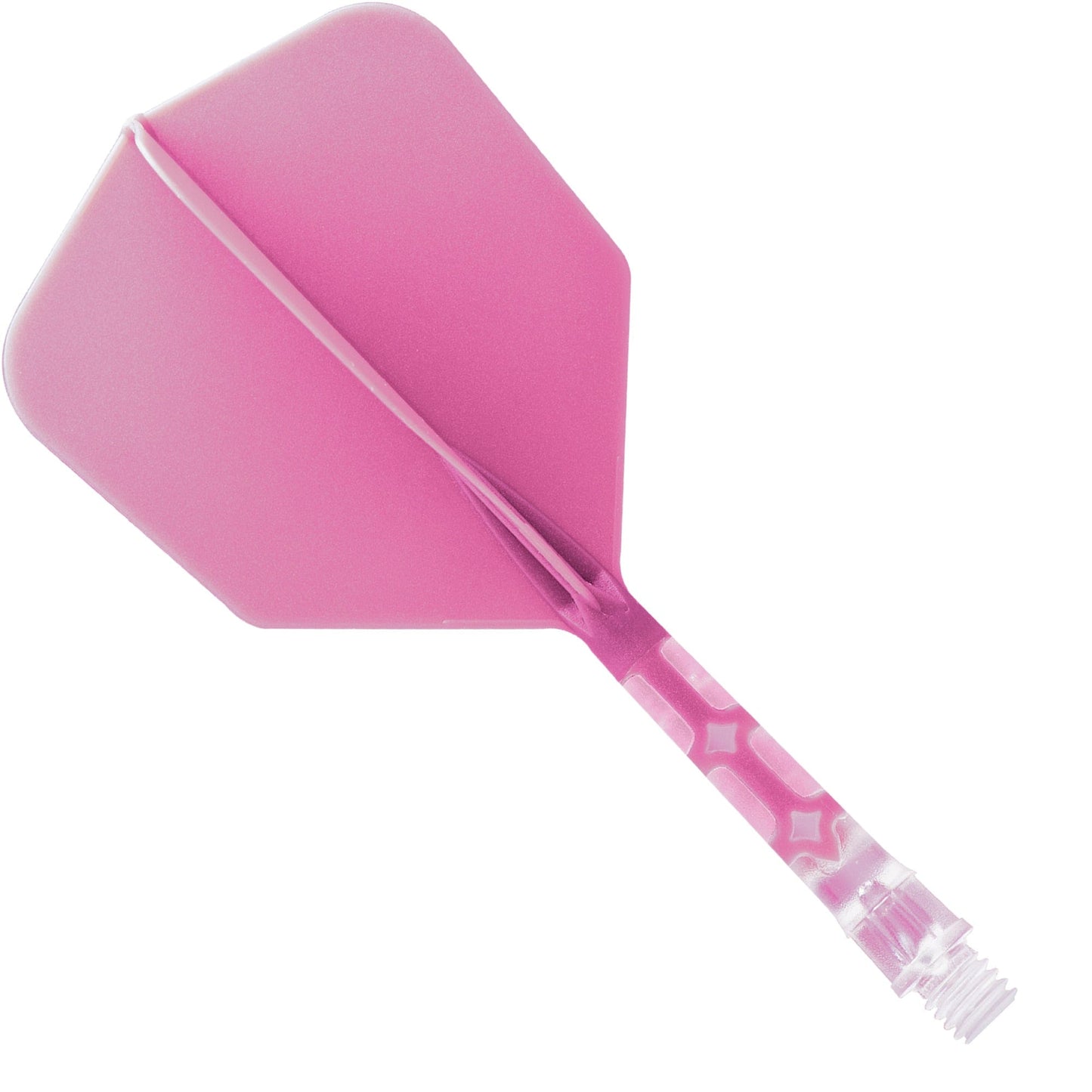 UTSOLGT fra leverandør - Cuesoul Rost T19 Integrated Dart Shaft and Flights - Big Wing - Clear with Pink Flight