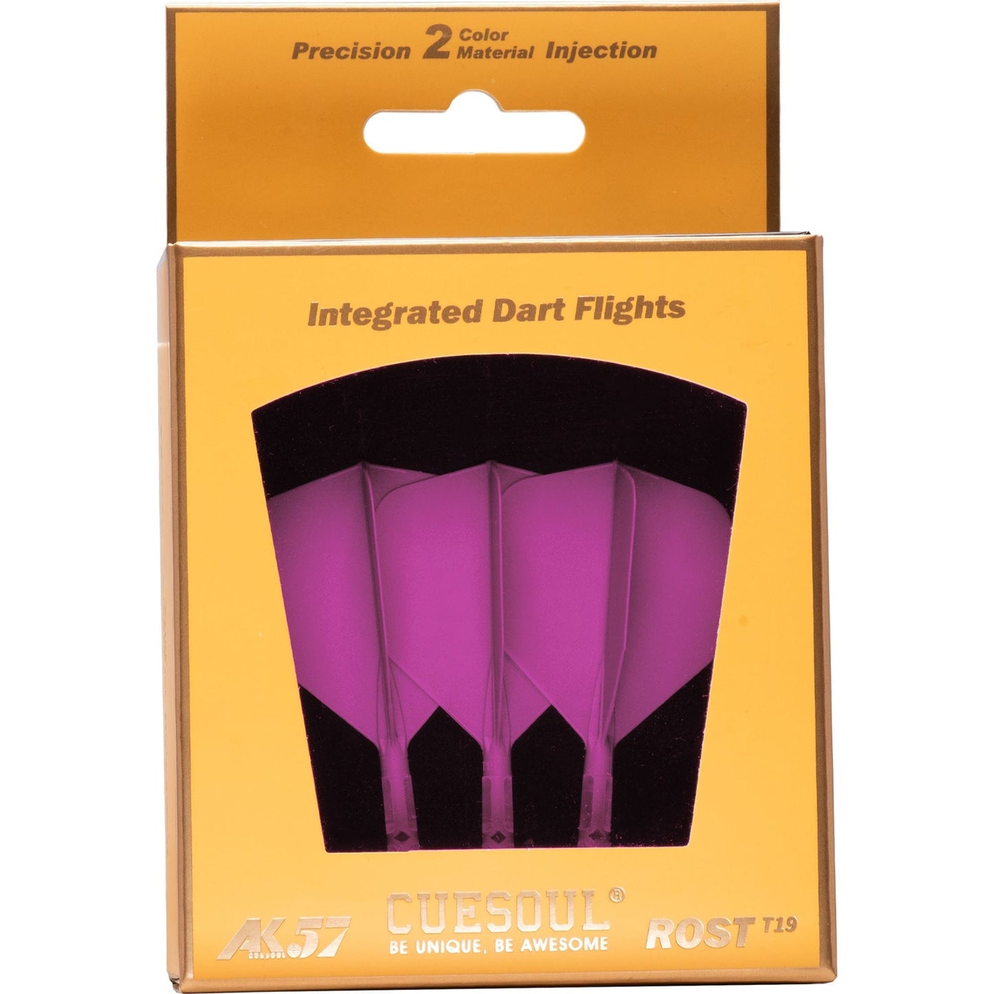 UTSOLGT fra leverandør - Cuesoul Rost T19 Integrated Dart Shaft and Flights - Big Wing - Clear with Pink Flight