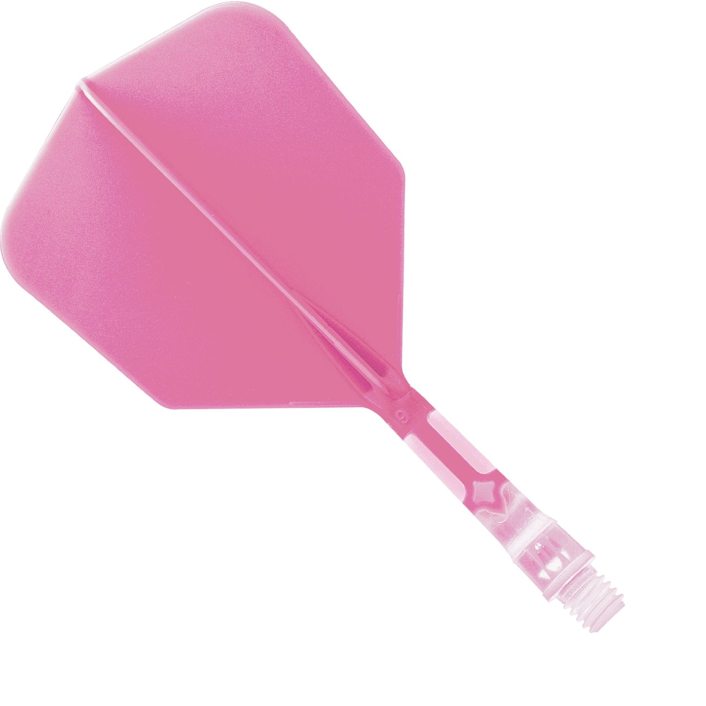 UTSOLGT fra leverandør - Cuesoul Rost T19 Integrated Dart Shaft and Flights - Big Wing - Clear with Pink Flight