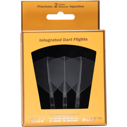 UTSOLGT fra leverandør -  Cuesoul Rost T19 Integrated Dart Shaft and Flights - Big Wing - Clear with Clear Flight