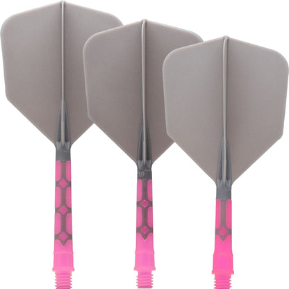 UTSOLGT fra leverandør - Cuesoul Rost T19 Integrated Dart Shaft and Flights - Big Wing - Pink with Grey Flight