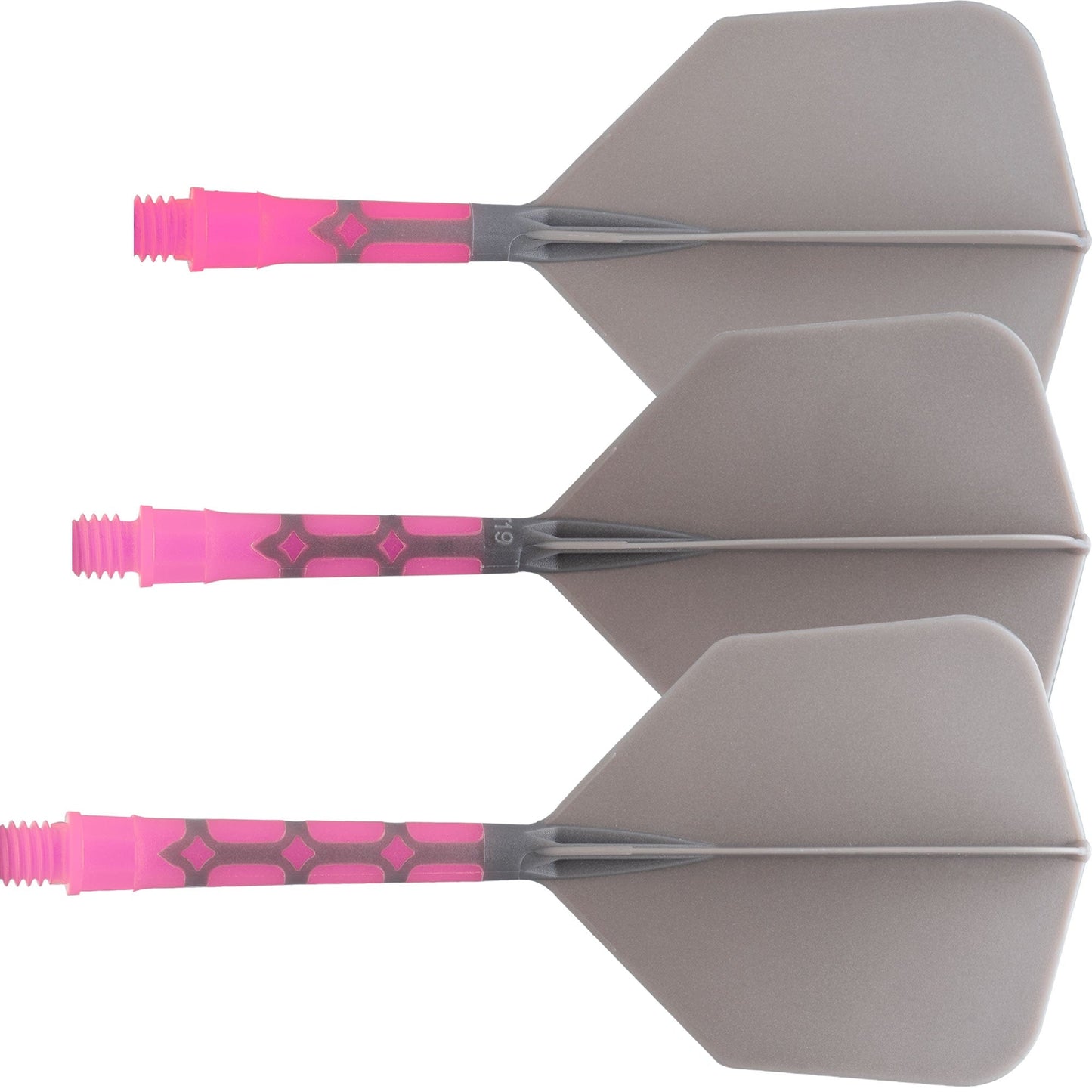 UTSOLGT fra leverandør - Cuesoul Rost T19 Integrated Dart Shaft and Flights - Big Wing - Pink with Grey Flight