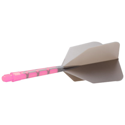 UTSOLGT fra leverandør - Cuesoul Rost T19 Integrated Dart Shaft and Flights - Big Wing - Pink with Grey Flight