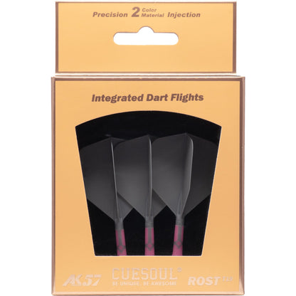 UTSOLGT fra leverandør - Cuesoul Rost T19 Integrated Dart Shaft and Flights - Big Wing - Pink with Grey Flight