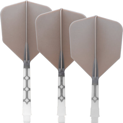 UTSOLGT fra leverandør - Cuesoul Rost T19 Integrated Dart Shaft and Flights - Big Wing - White with Grey Flight