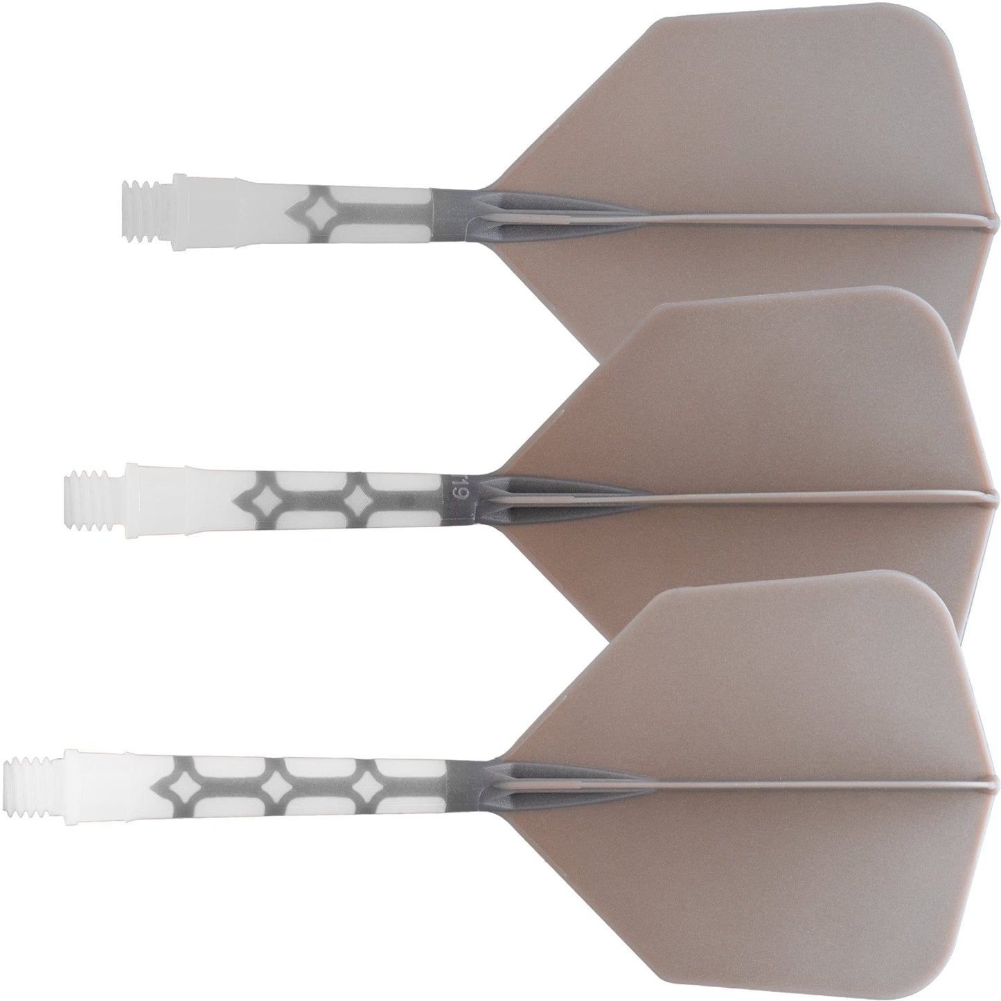 UTSOLGT fra leverandør - Cuesoul Rost T19 Integrated Dart Shaft and Flights - Big Wing - White with Grey Flight