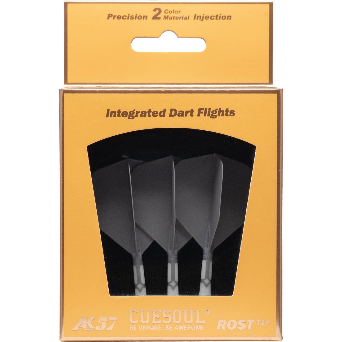 UTSOLGT fra leverandør - Cuesoul Rost T19 Integrated Dart Shaft and Flights - Big Wing - White with Grey Flight