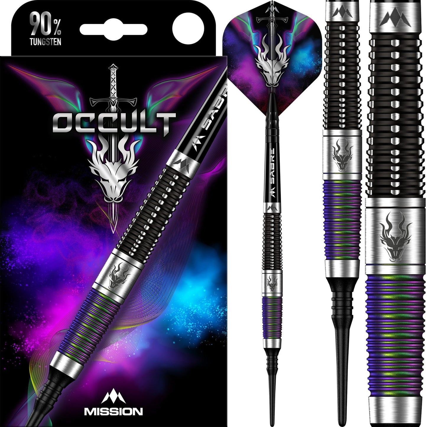 Mission Occult Darts - Soft Tip - 90% - Black & Coral PVD