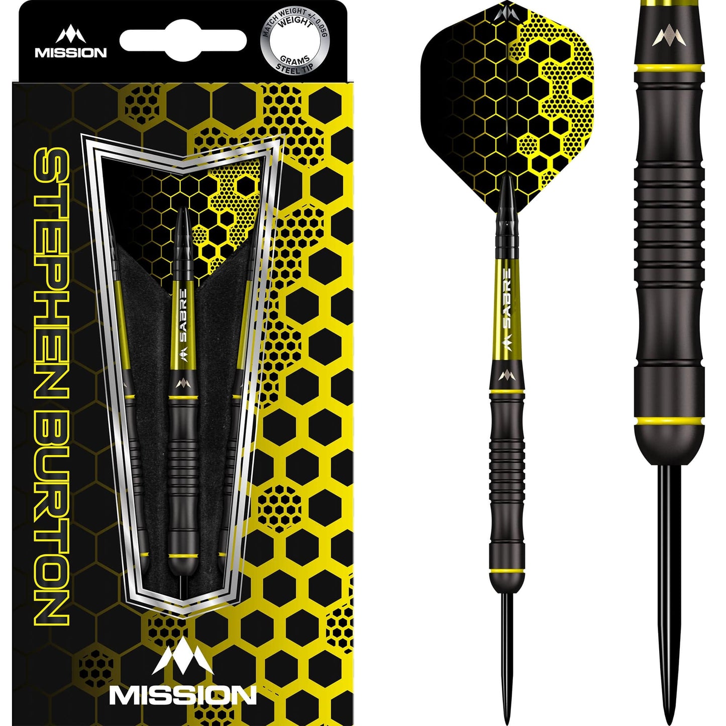 Mission Stephen Burton Darts - Steel Tip - 90% - Black Titanium - Bertie