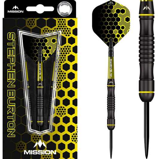 Mission Stephen Burton Darts - Steel Tip - 90% - Black Titanium - Bertie