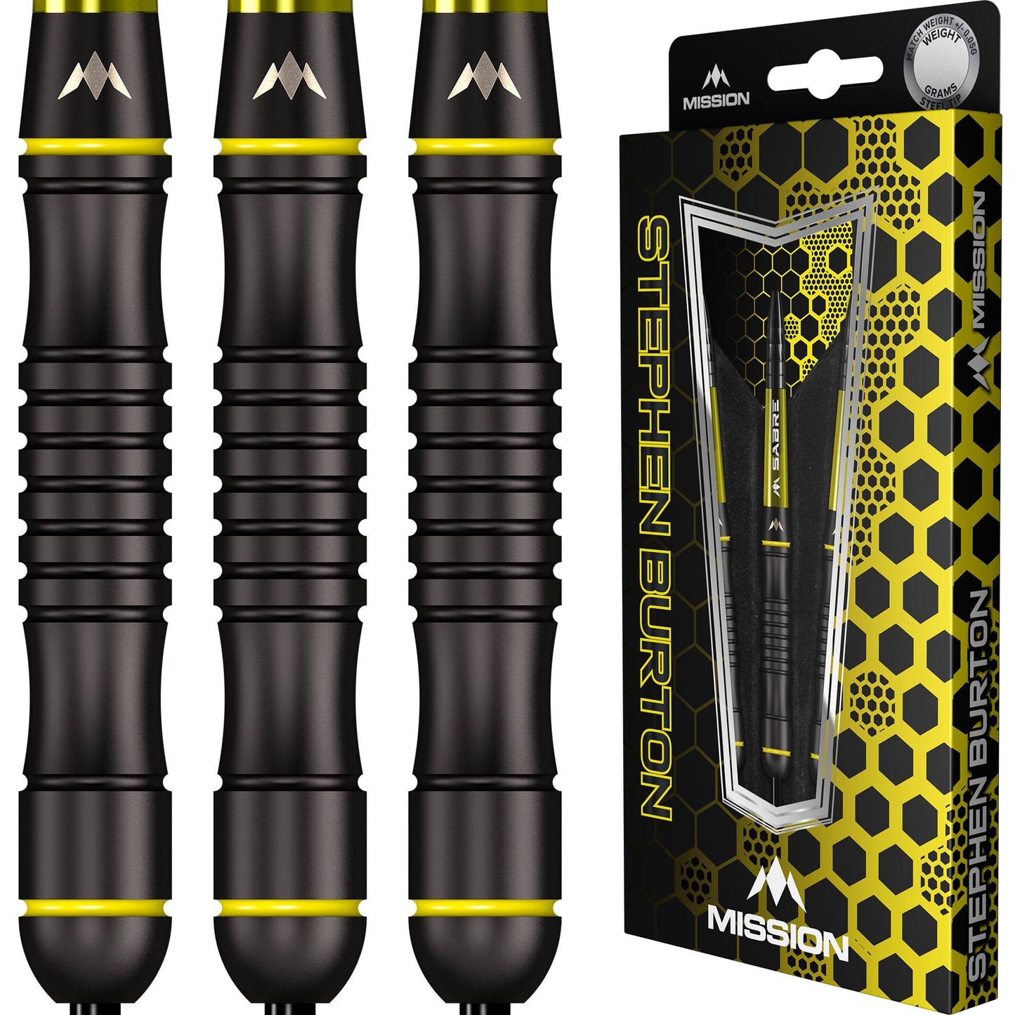 Mission Stephen Burton Darts - Steel Tip - 90% - Black Titanium - Bertie