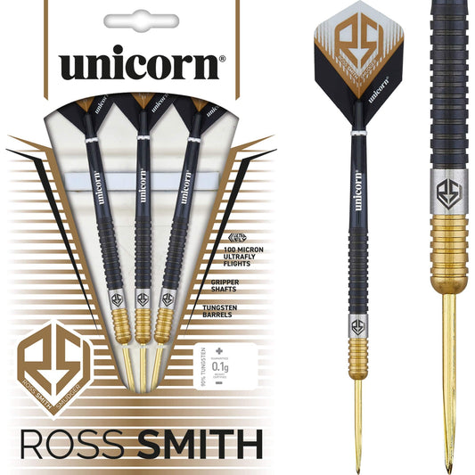 Unicorn Ross Smith Darts - Steel Tip - Smudger - Two Tone - Black & Gold