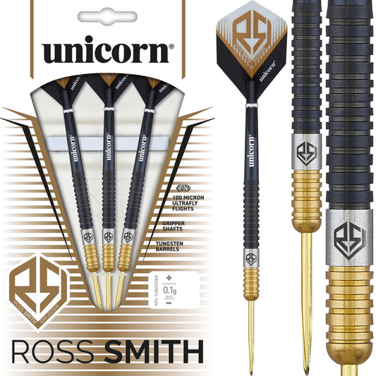 Unicorn Ross Smith Darts - Steel Tip - Smudger - Two Tone - Black & Gold