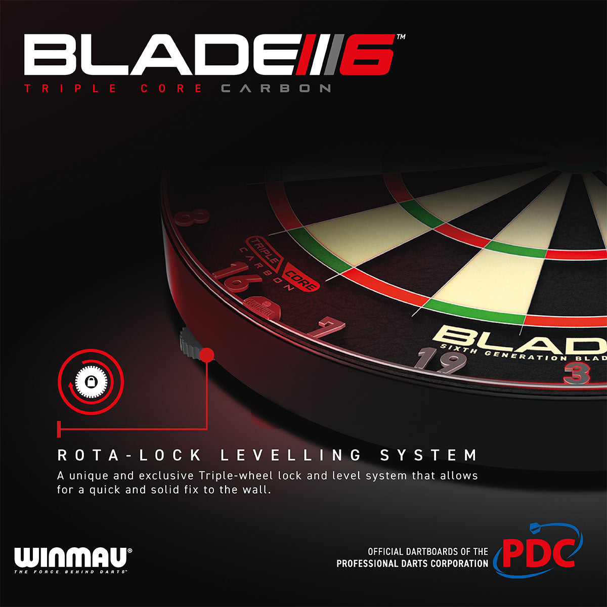 UTSOLGT fra leverandør - Winmau Blade 6 Triple Core Carbon - ståldart